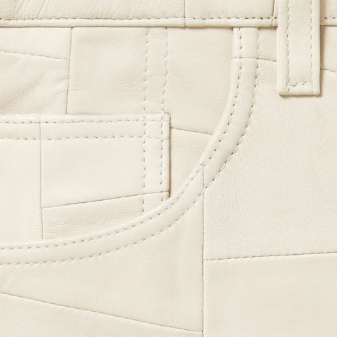 Supreme Patchwork Leather 5-Pocket Jean - White