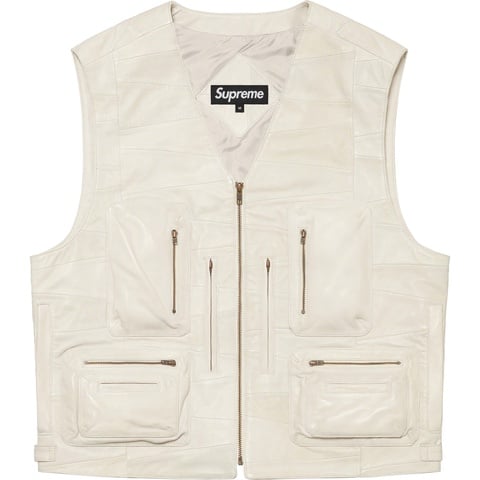 Supreme Patchwork Leather Cargo Vest - White