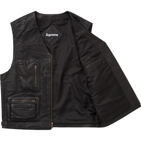 Supreme Patchwork Leather Cargo Vest - Black