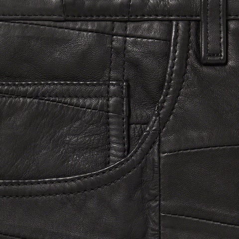 Supreme Patchwork Leather 5-Pocket Jean - Black