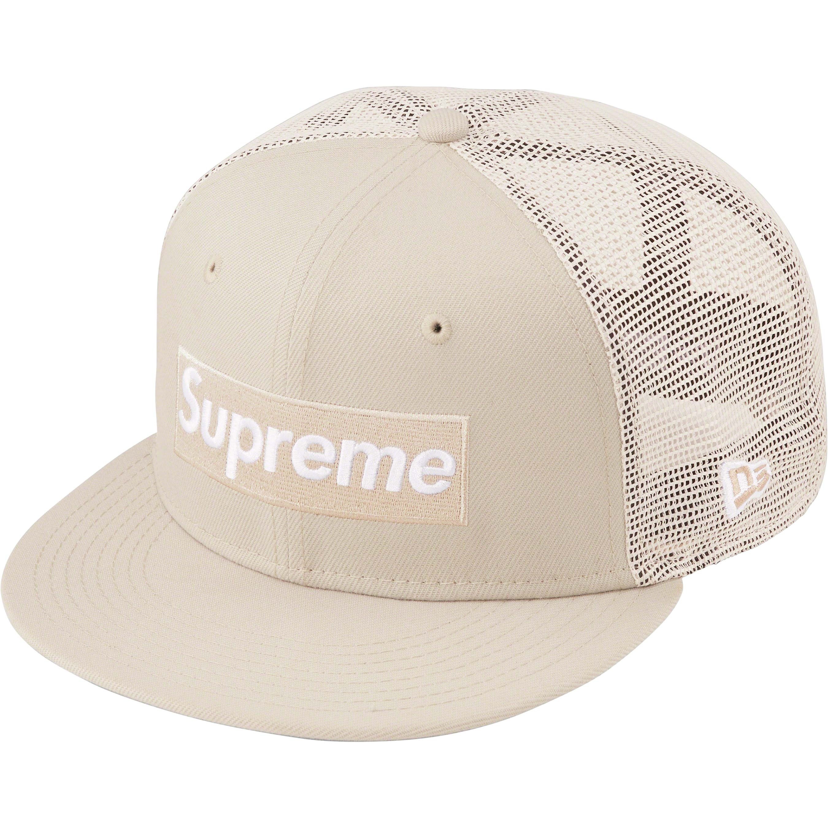 Supreme Box Logo Mesh Back New Era (SS23) - Stone - $50