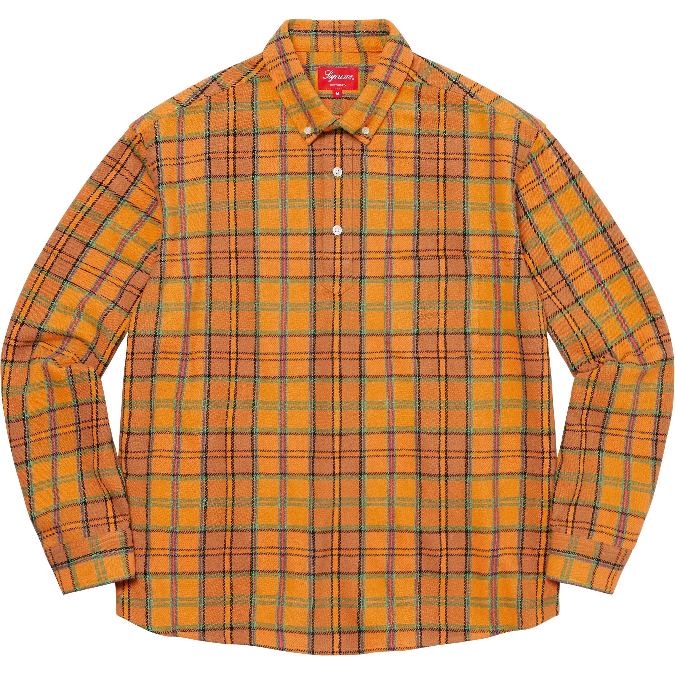 Supreme Pullover Plaid Flannel Shirt (SS23) - Gold - $128