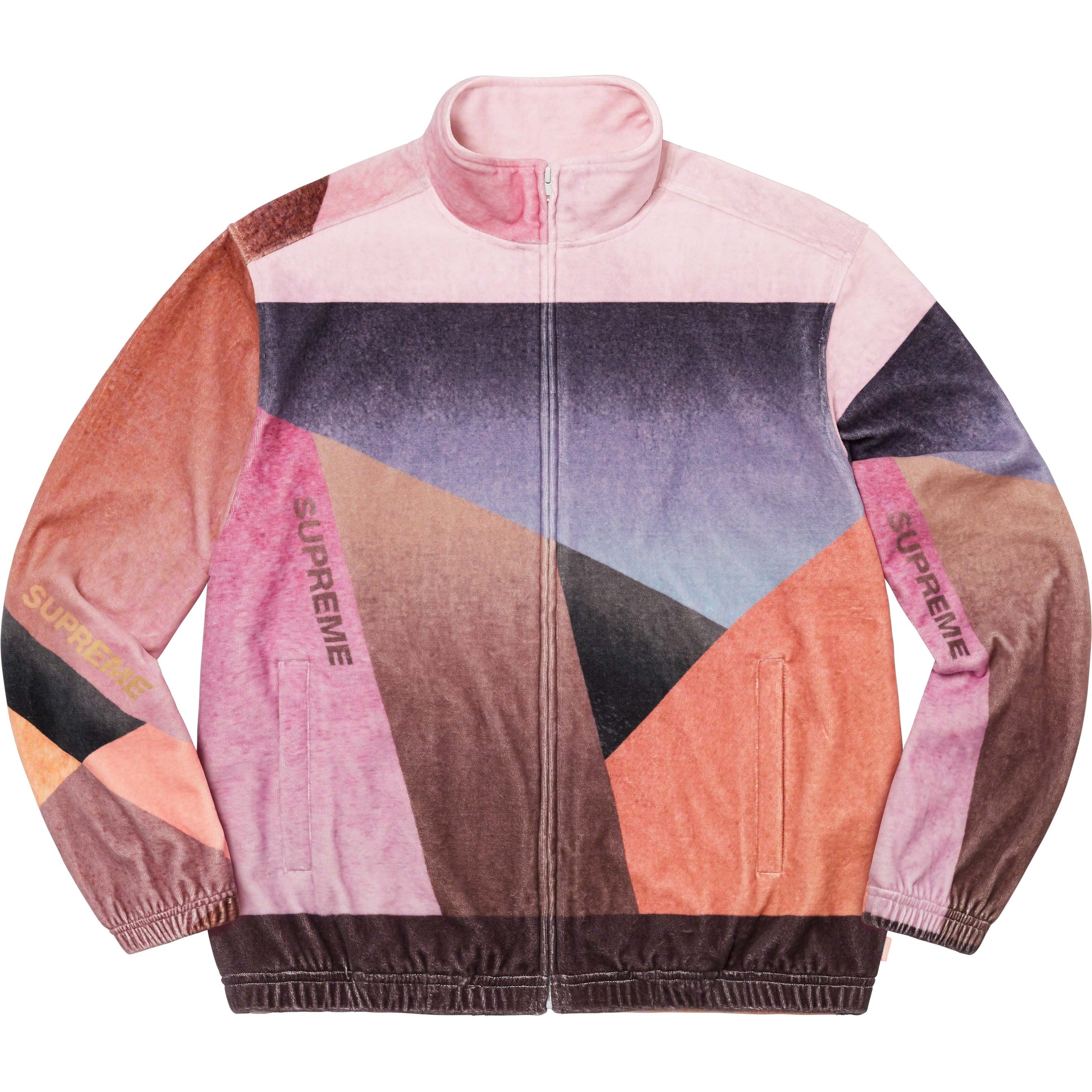 Supreme Geo Velour Track Jacket (SS23) - Pink - $158