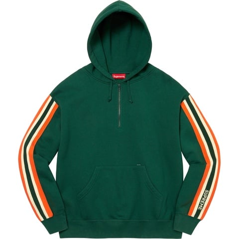 Supreme Half Zip Hooded Sweatshirt - Dark Green