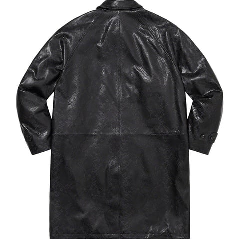 Supreme Leather Snake Trench Coat - Black
