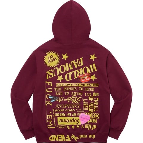 Supreme Fiend Hooded Sweatshirt - Burgundy