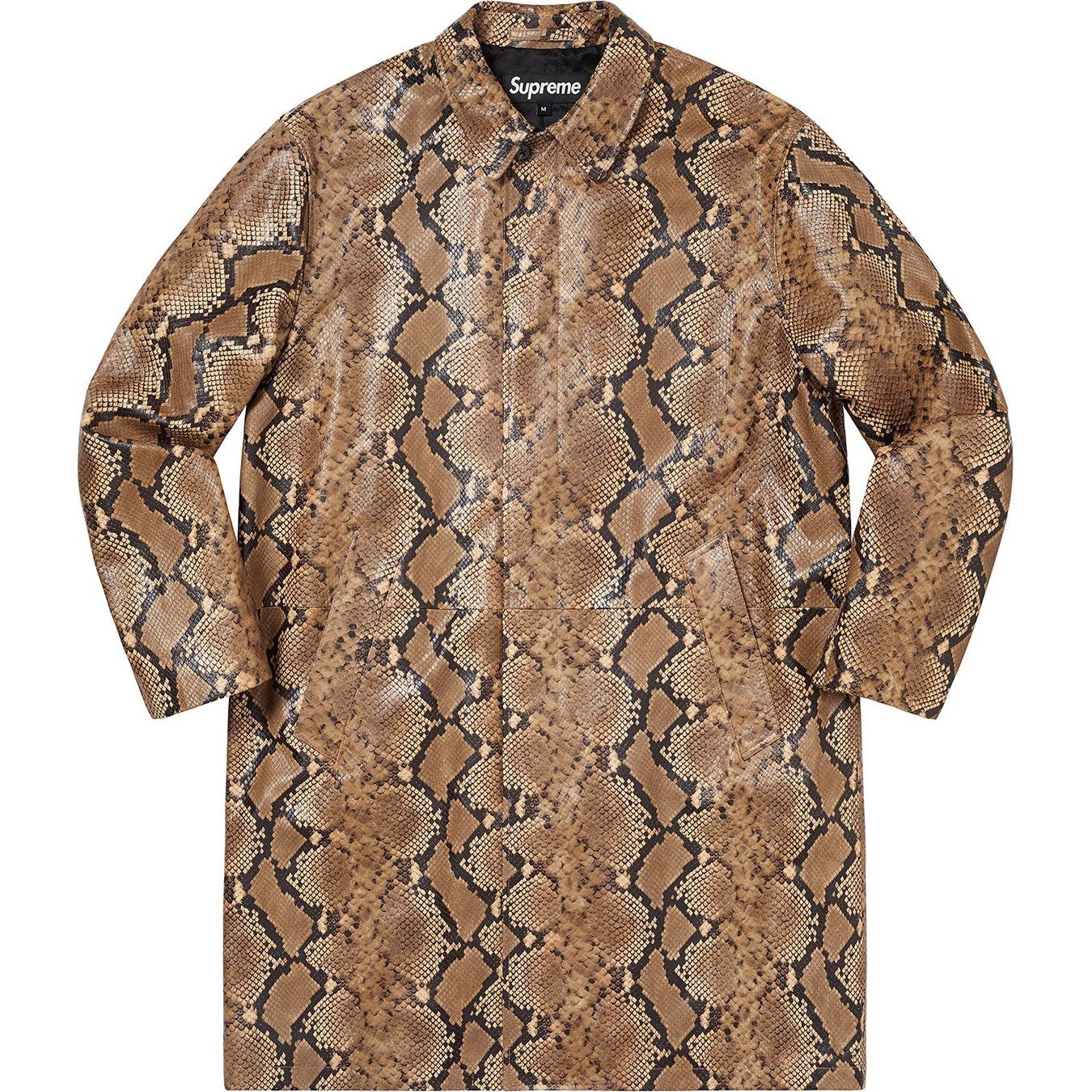 Supreme Leather Snake Trench Coat (SS23) - Brown - $1198
