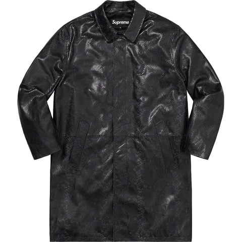 Supreme Leather Snake Trench Coat - Black