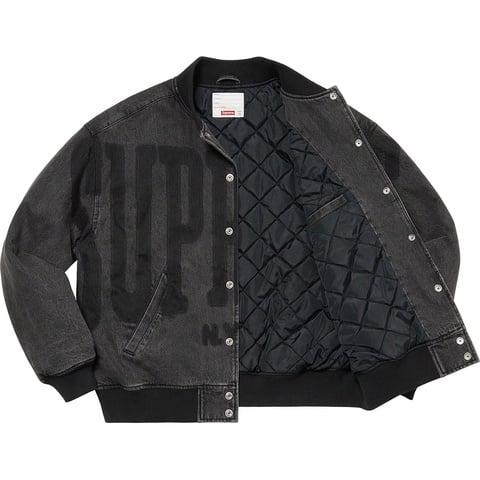 Washed Knockout Denim Varsity Jacket - Supreme