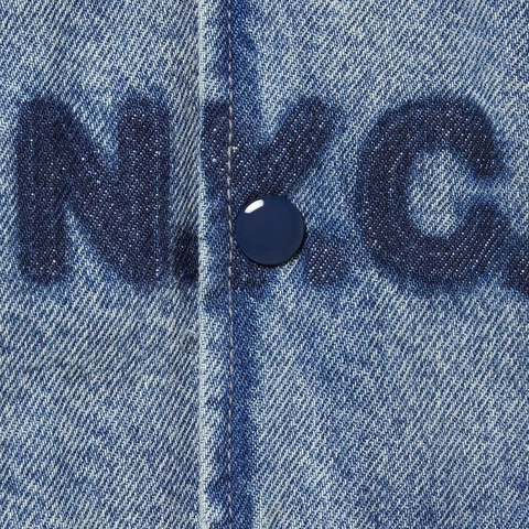 Supreme Washed Knockout Denim Varsity Jacket - Washed Blue