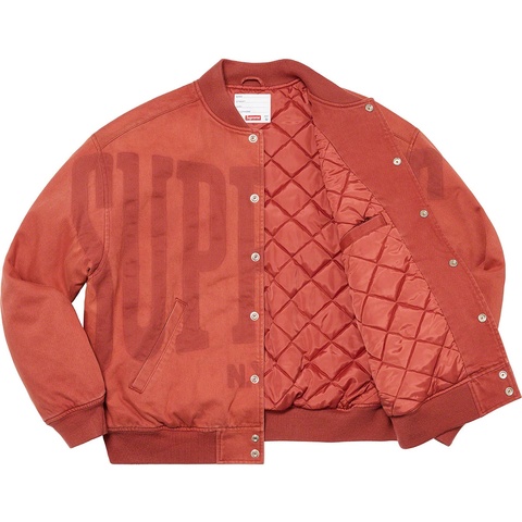 Supreme Washed Knockout Denim Varsity Jacket - Rust