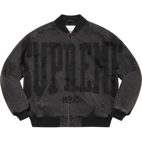 Washed Knockout Denim Varsity Jacket - Supreme