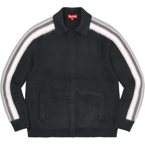 Supreme Sleeve Stripe Zip Up Sweater - Black
