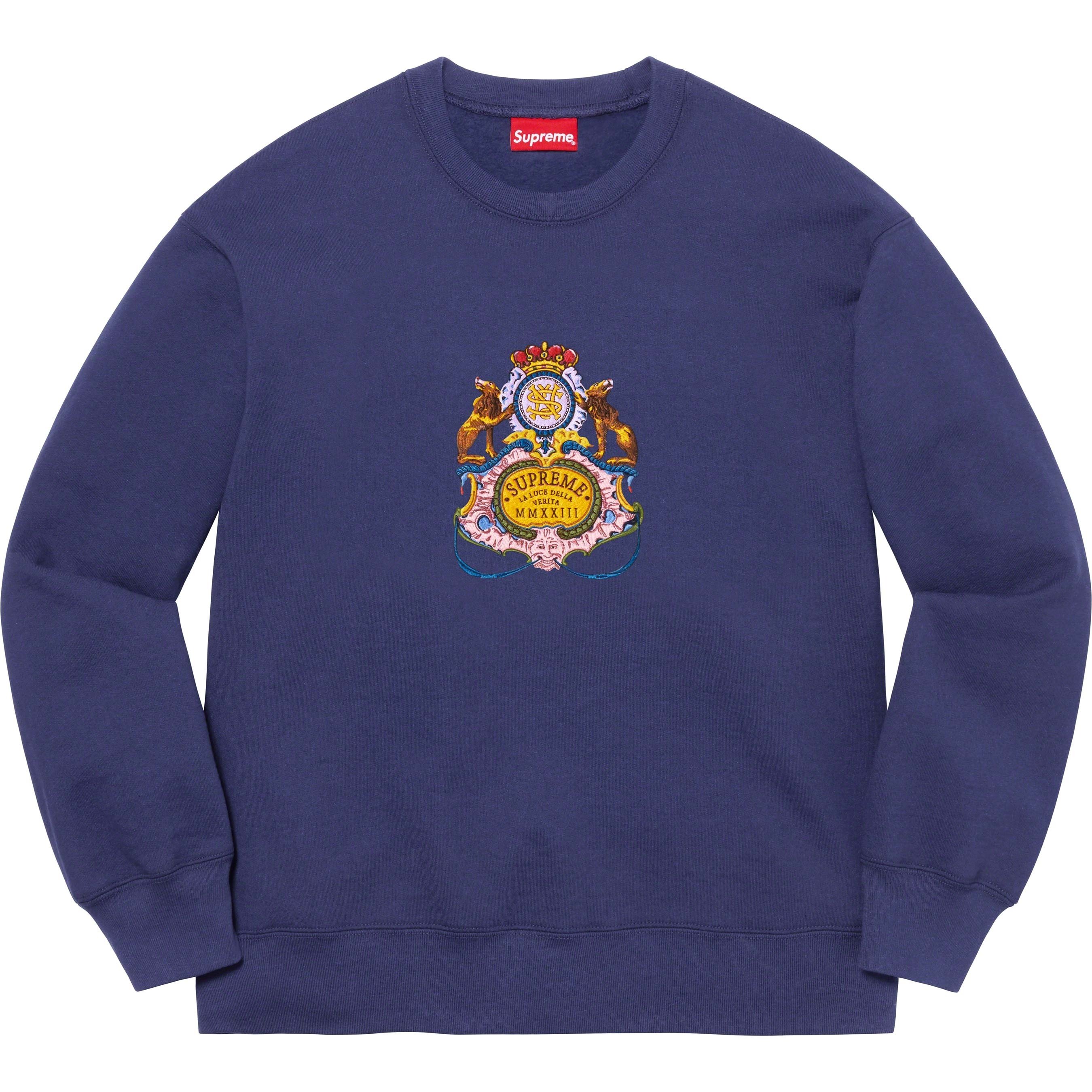 Supreme Crest Crewneck (SS23) - Washed Navy - $158