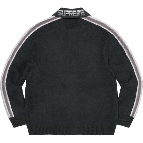 Supreme Sleeve Stripe Zip Up Sweater - Black