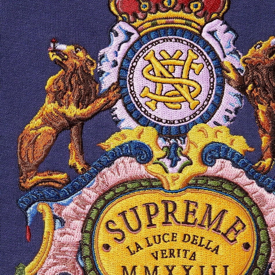 Supreme Crest Crewneck (SS23) - Washed Navy - $158