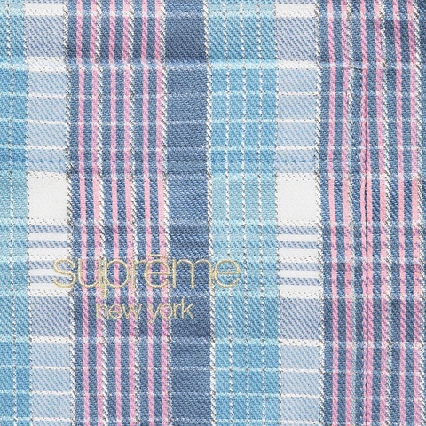 Supreme Metallic Plaid S/S Shirt - Light Blue