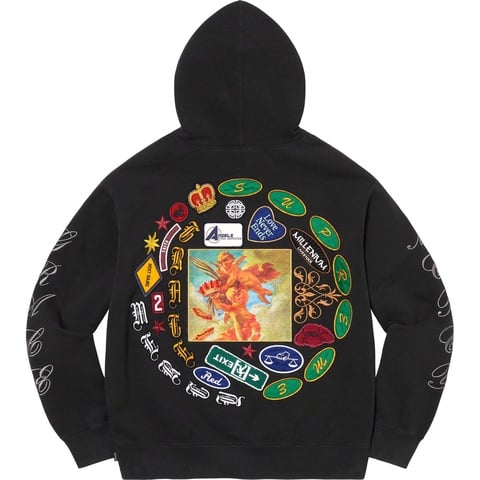 Supreme Patches Spiral Hooded Sweatshirt - Black