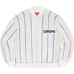 Supreme Pinstripe Varsity Zip Up Sweater (SS23) - White