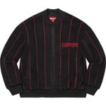 Supreme Pinstripe Varsity Zip Up Sweater (SS23) - Black