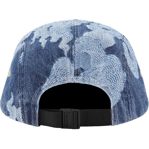 Supreme Flames Jacquard Denim Camp Cap - Washed Indigo