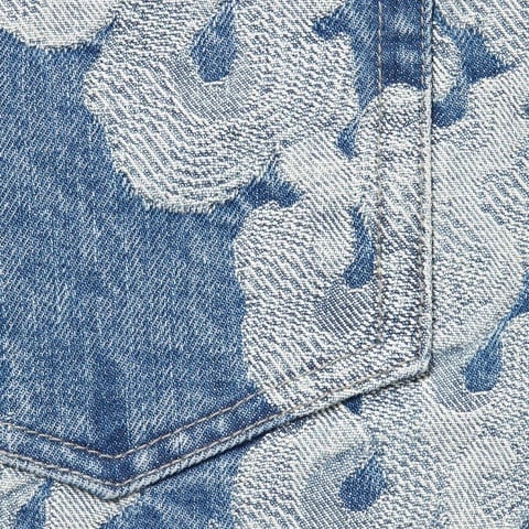 Supreme Flames Jacquard Baggy Denim Short - Washed Indigo