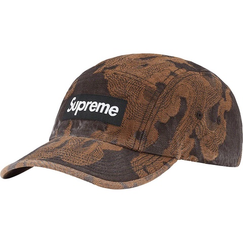 Supreme Flames Jacquard Denim Camp Cap - Washed Black