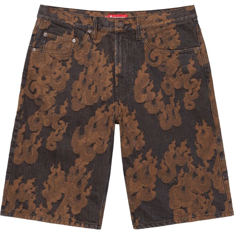 Flames Jacquard Baggy Denim Short - Supreme