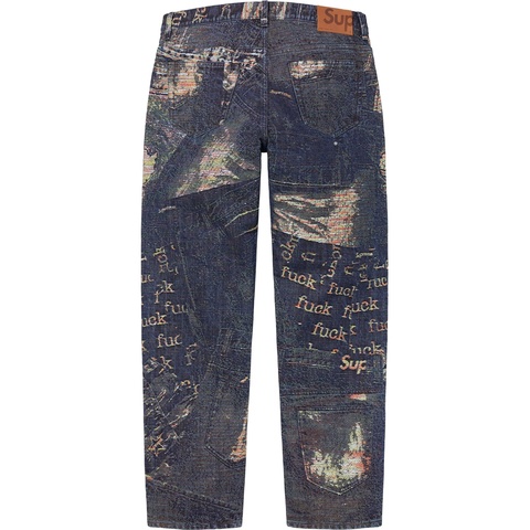 Supreme Archive Denim Jacquard Regular Jean - Blue