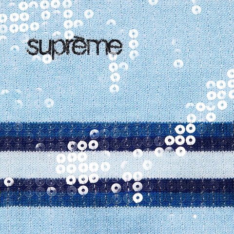 Supreme Sequin Stripe Zip Polo - Blue