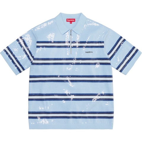Sequin Stripe Zip Polo - spring/summer 2023 - Supreme