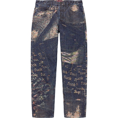 Supreme Archive Denim Jacquard Regular Jean - Blue