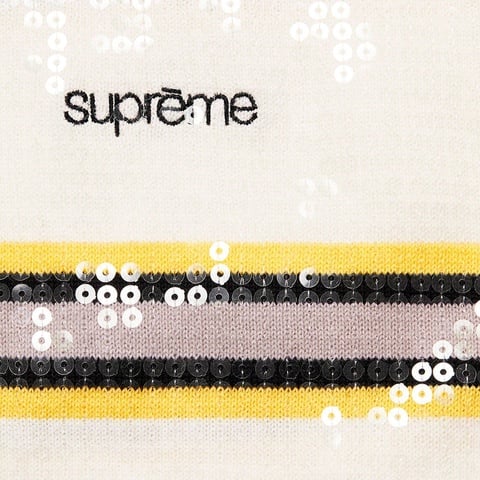 Supreme Sequin Stripe Zip Polo - White