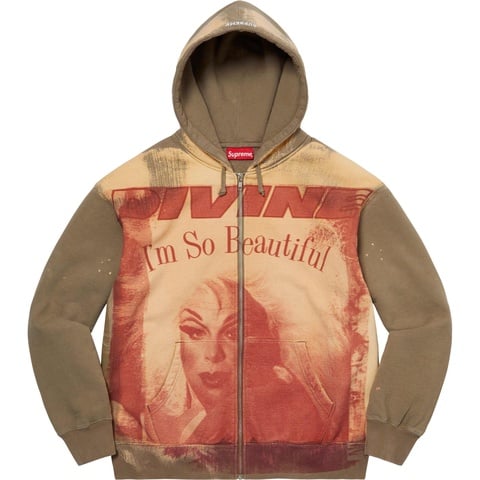 Supreme Divine Zip Up Hooded Sweatshirt - Light Olive