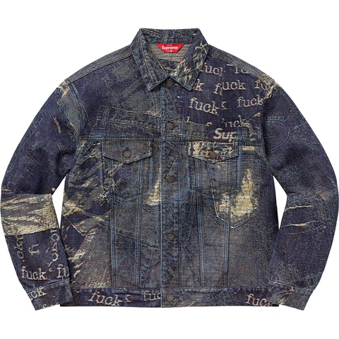 Supreme Archive Denim Jacquard Trucker Jacket - Blue