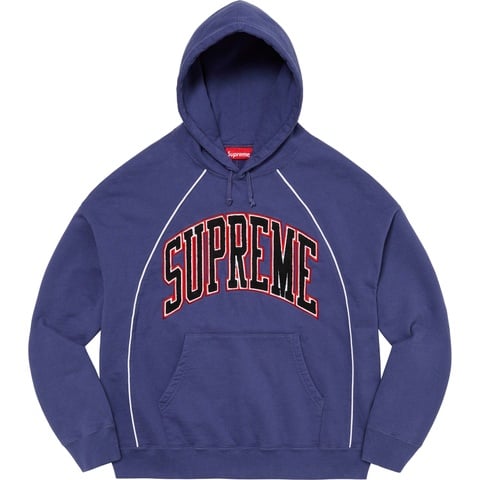 Supreme Boxy Piping Arc Hooded Sweatshirt - Washed Navy