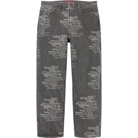 Supreme Trademark Jacquard Baggy Jean - Washed Black