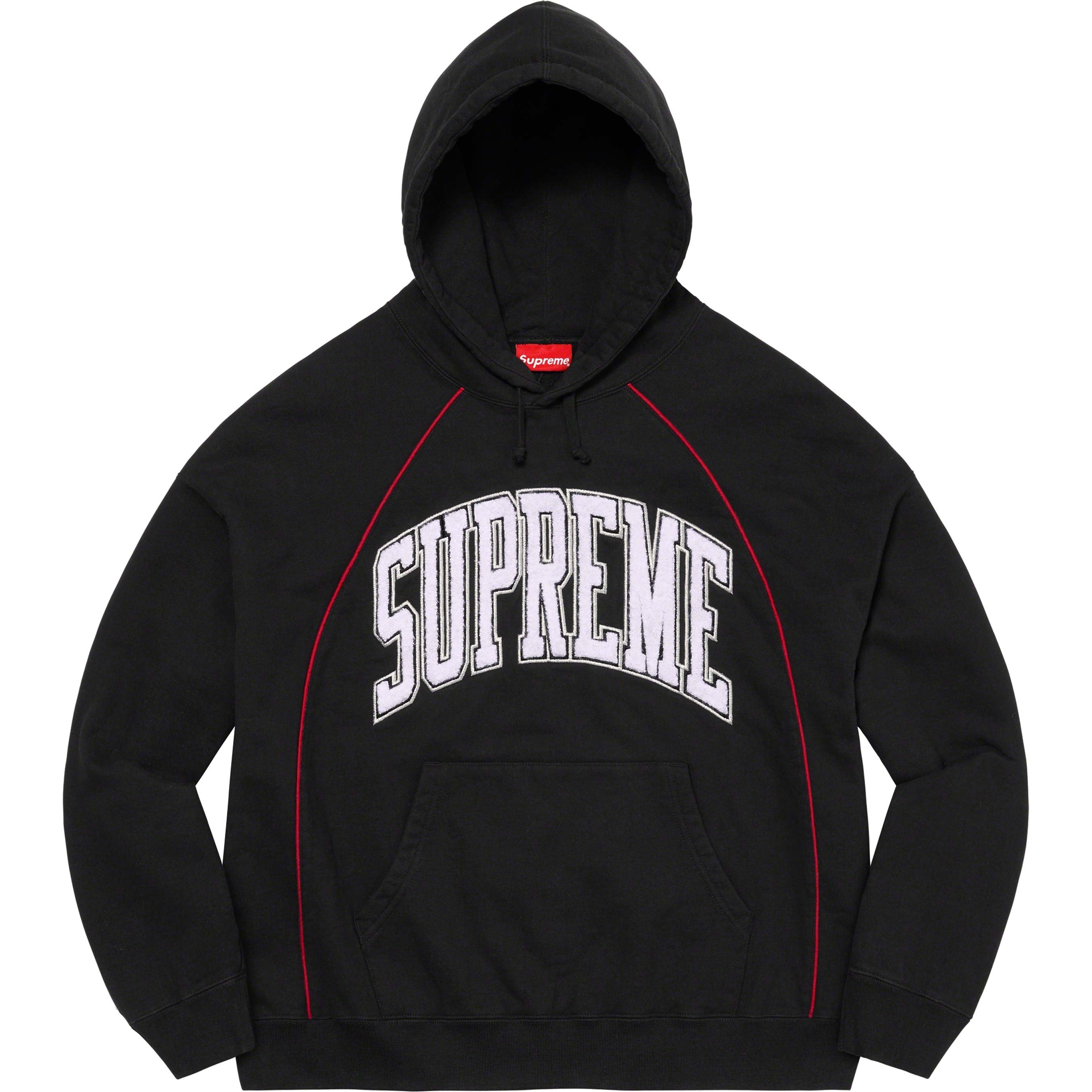 Supreme Boxy Piping Arc Hooded Sweatshirt (SS23) - Black - $168