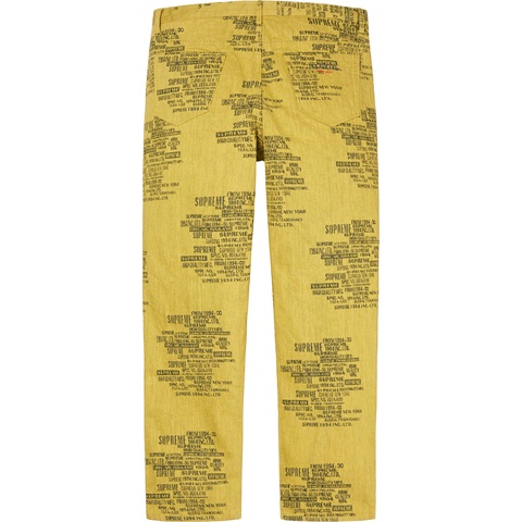 Supreme Trademark Jacquard Baggy Jean - Washed Yellow