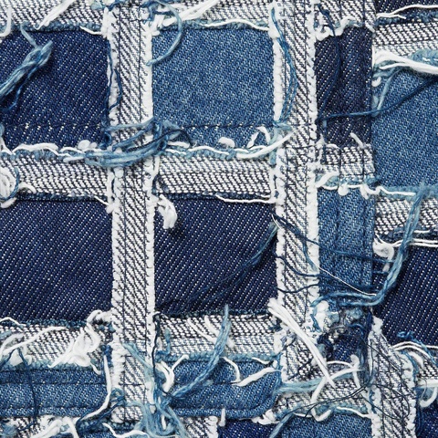 Supreme Frayed Patchwork Baggy Denim Short - Washed Blue