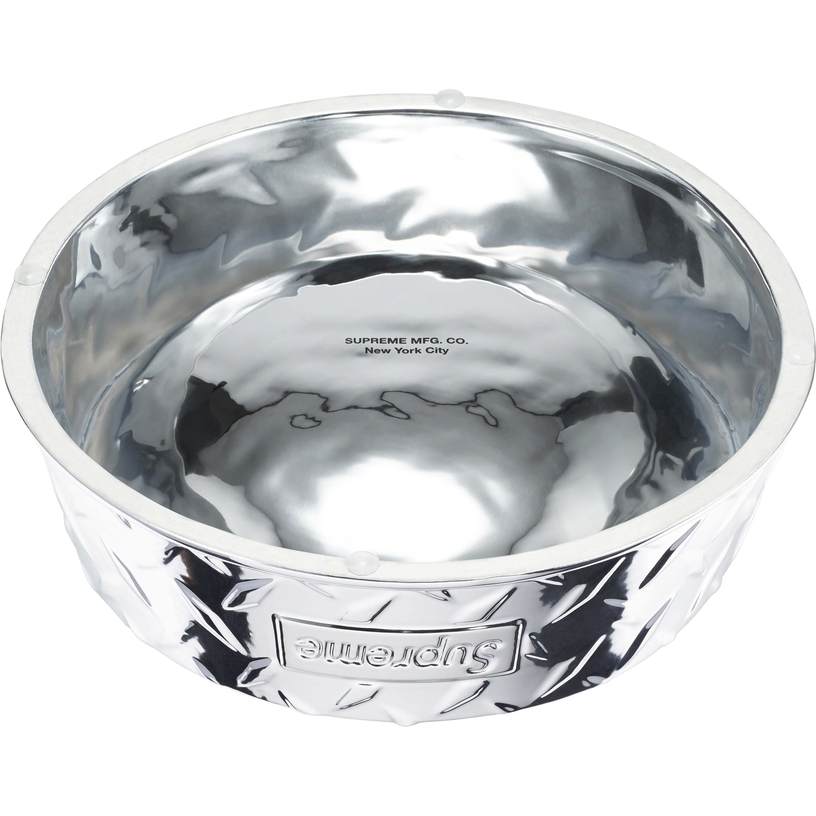 Supreme Diamond Plate Dog Bowl (SS23) - Silver - $48