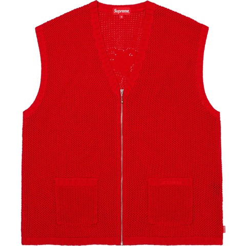 Supreme Dragon Zip Up Sweater Vest - Red