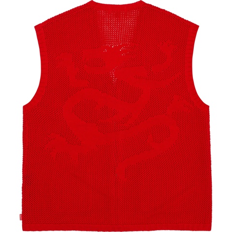 Supreme Dragon Zip Up Sweater Vest - Red