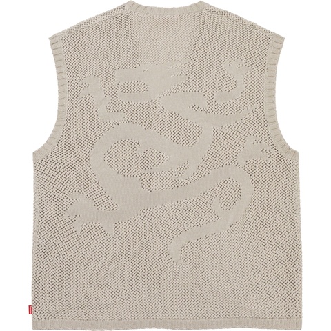 Supreme Dragon Zip Up Sweater Vest - Stone