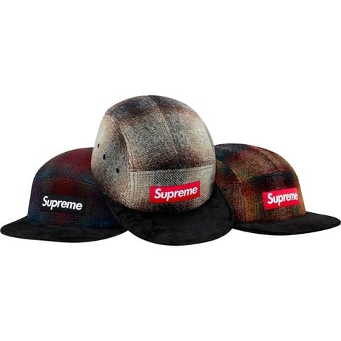 Supreme Shadow Plaid W Suede Visor Camp Cap