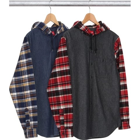 Supreme Hooded Plaid Denim Shirt