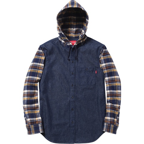 Supreme Hooded Plaid Denim Shirt - Colorway