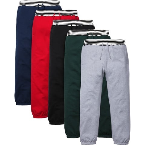 Supreme Classic Logo Striped Rib Sweatpant