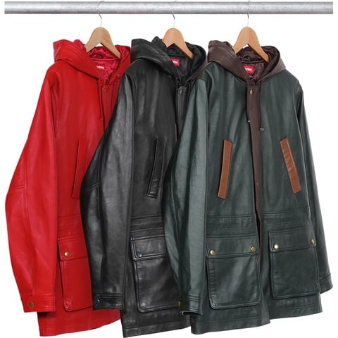 Supreme Hooded Leather Parka