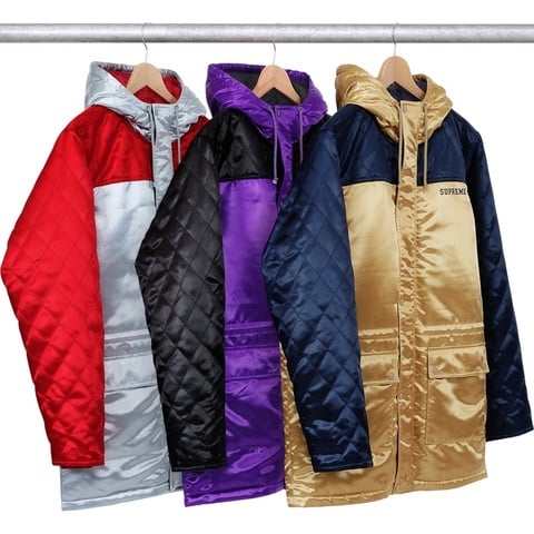 Supreme Quilted Satin Sideline Parka